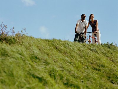 fietsen op een terril