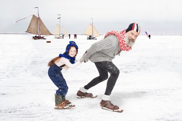 Schaatsende mensen